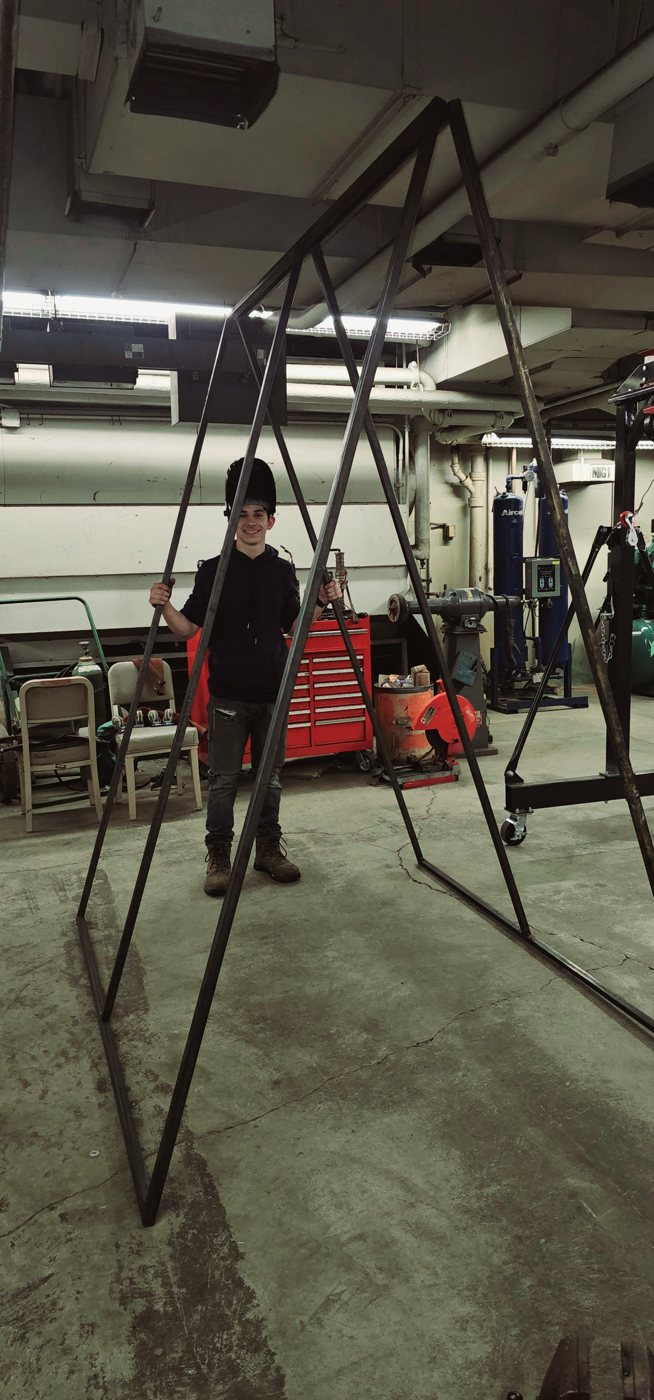 Frame prop under construction in the shop